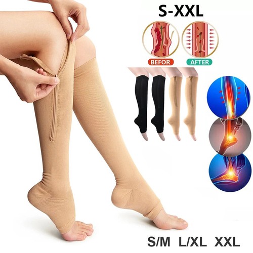 Open toe zip compression - open, socks